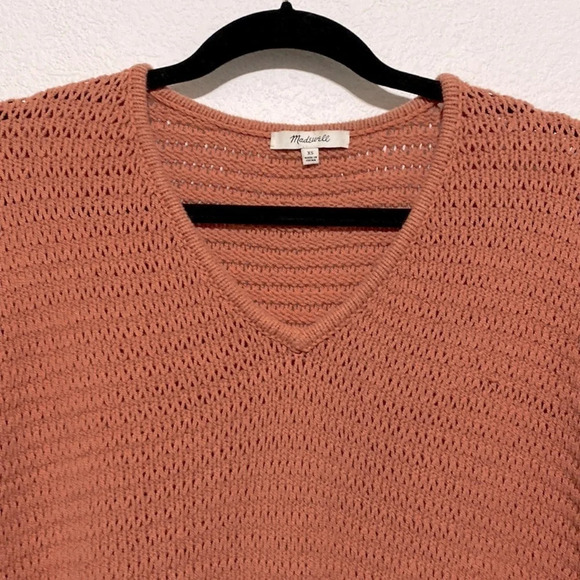 Madewell Breezeway Pullover Oversized V-Neck Open Knit Sweater Size XS - Picture 3 of 6